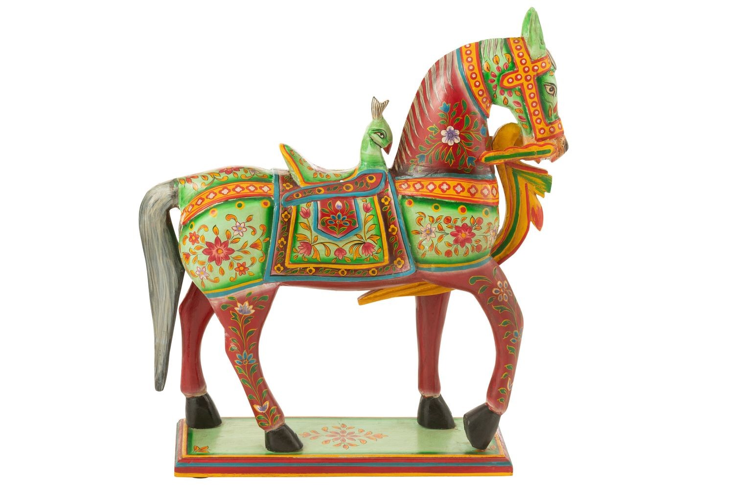 Dřevěná barevná dekorace kůň Mumbai Mango wood - 55*15*58 cm