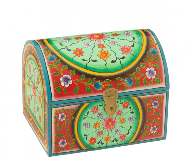 Dřevěná barevná truhla Mumbai mango wood - 28*23*23 cm J-Line by Jolipa