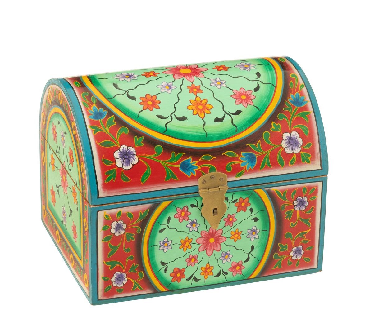 Dřevěná barevná truhla Mumbai mango wood - 28*23*23 cm