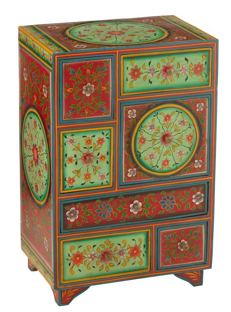 Dřevěná barevná komoda Mumbai mango wood - 43*29*65 cm