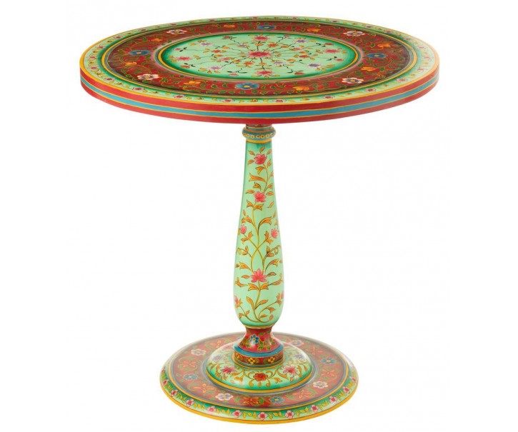 Dřevěný barevný kulatý stůl Mumbai mango wood - Ø 75*75 cm J-Line by Jolipa