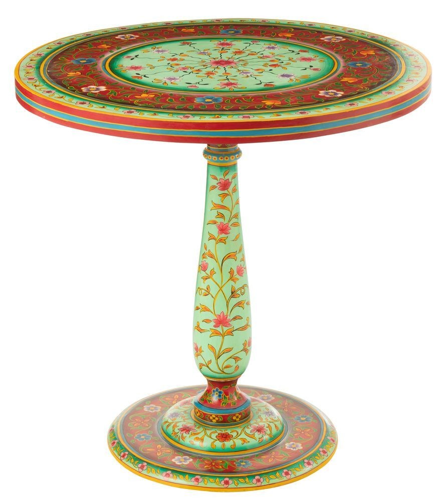 Dřevěný barevný kulatý stůl Mumbai mango wood - Ø 75*75 cm