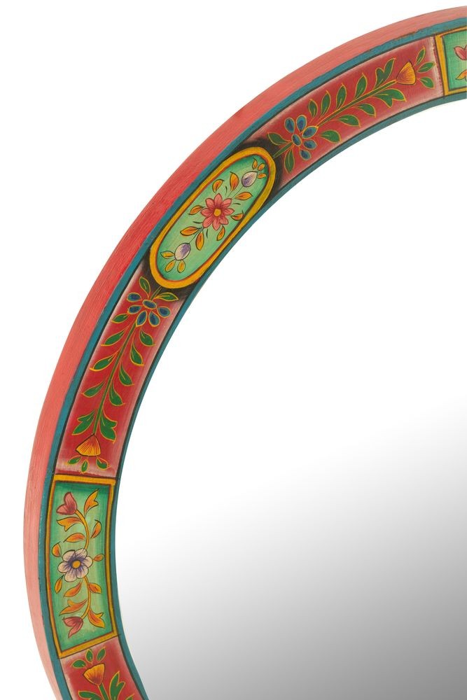 Dřevěné barevné kulaté zrcadlo Mumbai wood - Ø 75*3 cm