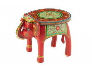 Dřevěný barevný stůl / stolička slon Mumbai mango wood - 48*35*36 cm