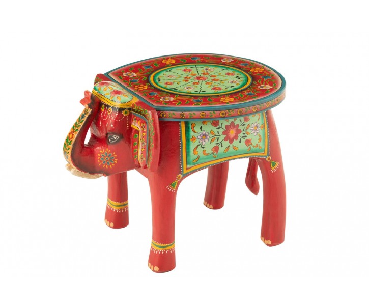 Dřevěný barevný stůl / stolička slon Mumbai mango wood - 48*35*36 cm J-Line by Jolipa