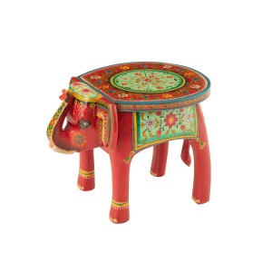 Dřevěný barevný stůl / stolička slon Mumbai mango wood - 48*35*36 cm