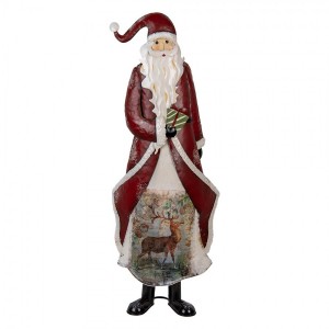 Červená kovová dekorace Santa Claus - 33*16*85 cm