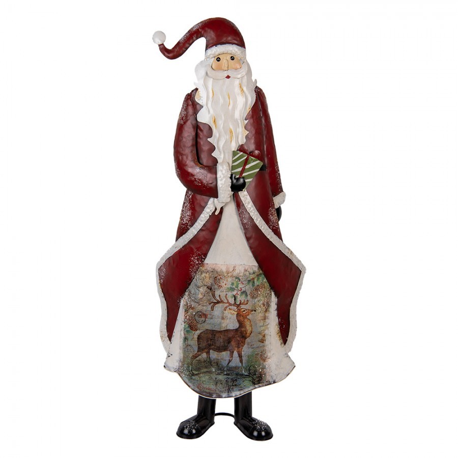 Červená kovová dekorace Santa Claus - 33*16*85 cm