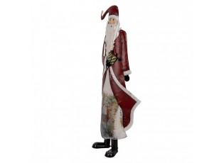 Červená kovová dekorace Santa Claus - 33*16*85 cm