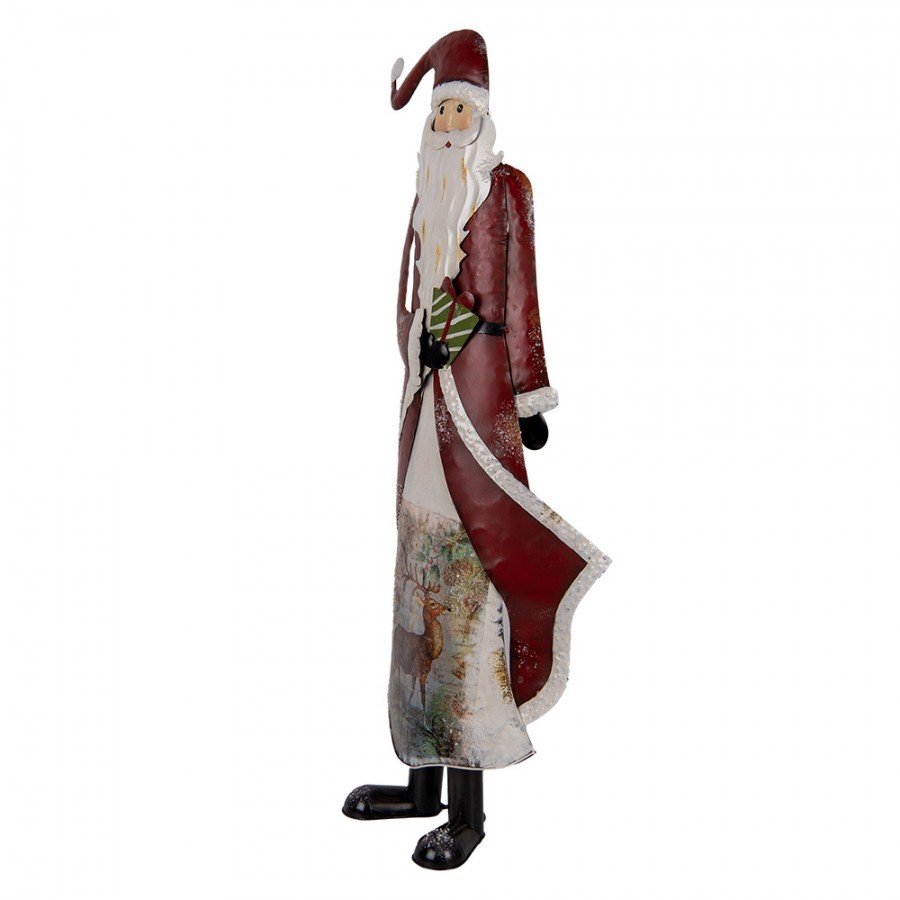 Červená kovová dekorace Santa Claus - 33*16*85 cm