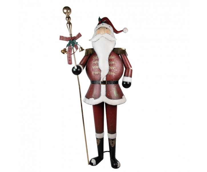Veliká červená kovová socha Santa Claus s holí - 82*36*205 cm Clayre & Eef