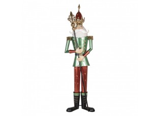 Veliká červeno-zelená kovová figurka Louskáček Nutcracker - 64*48*235 cm