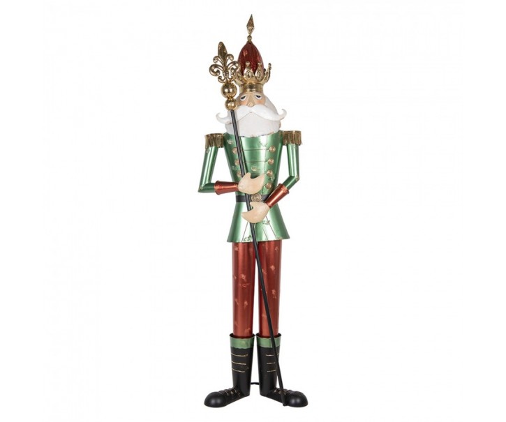 Veliká červeno-zelená kovová figurka Louskáček Nutcracker - 64*48*235 cm Clayre & Eef