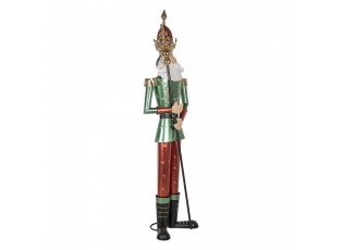Veliká červeno-zelená kovová figurka Louskáček Nutcracker - 64*48*235 cm