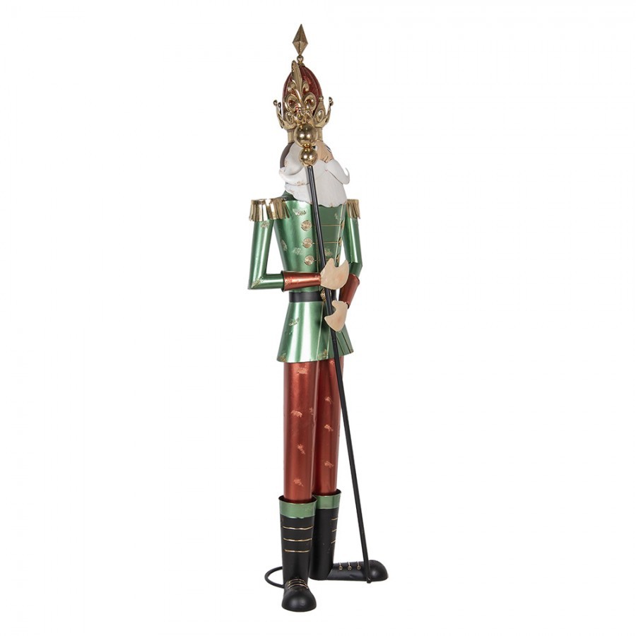 Veliká červeno-zelená kovová figurka Louskáček Nutcracker - 64*48*235 cm