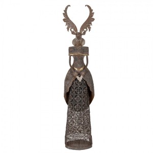 Šedá antik kovová dekorace jelen Deer - 20*11*81 cm