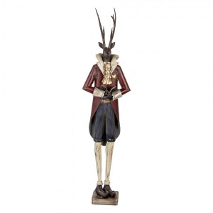 Béžovo-hnědá antik kovová dekorace jelen Deer - 19*15*80 cm