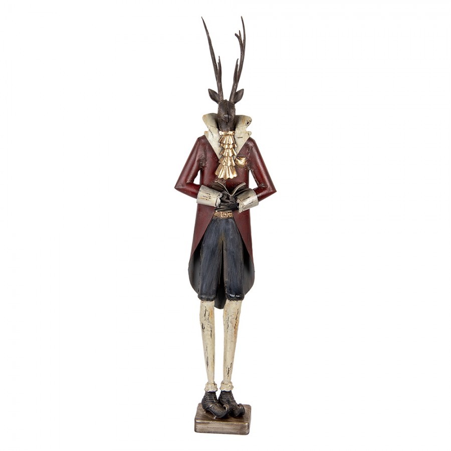 Béžovo-hnědá antik kovová dekorace jelen Deer - 19*15*80 cm
