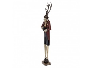 Béžovo-hnědá antik kovová dekorace jelen Deer - 19*15*80 cm