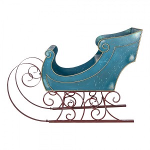 Veliké modré kovové sáně Christmas Sleigh - 137*50*98 cm
