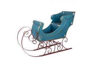 Veliké modré kovové sáně Christmas Sleigh - 137*50*98 cm