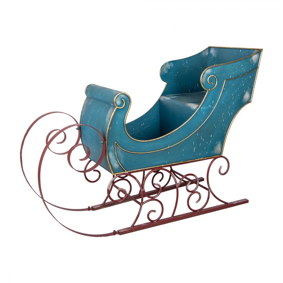 Veliké modré kovové sáně Christmas Sleigh - 137*50*98 cm