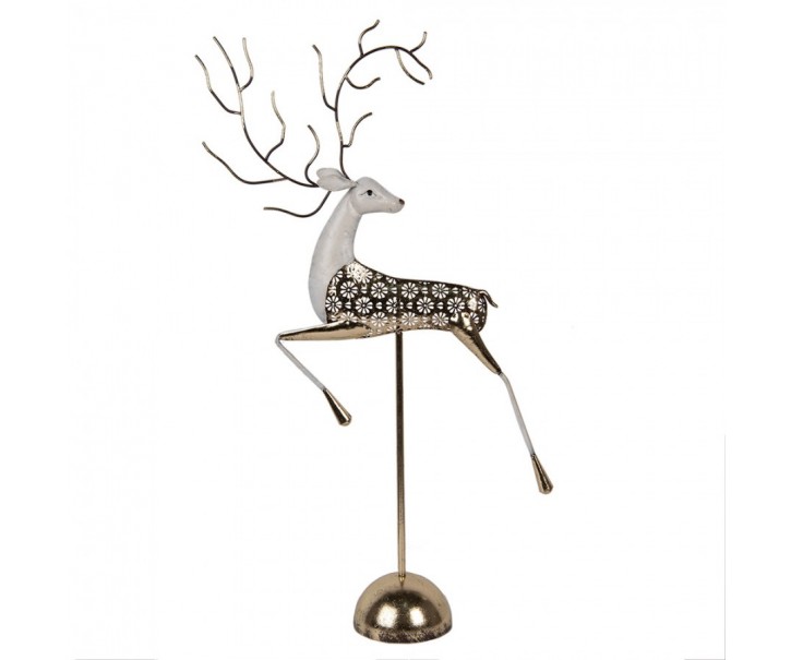 Dekorace socha Jelen ve skoku na podstavci Deer - 36*12*72 cm Clayre & Eef
