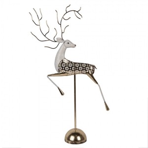 Dekorace socha Jelen ve skoku na podstavci Deer - 36*12*72 cm