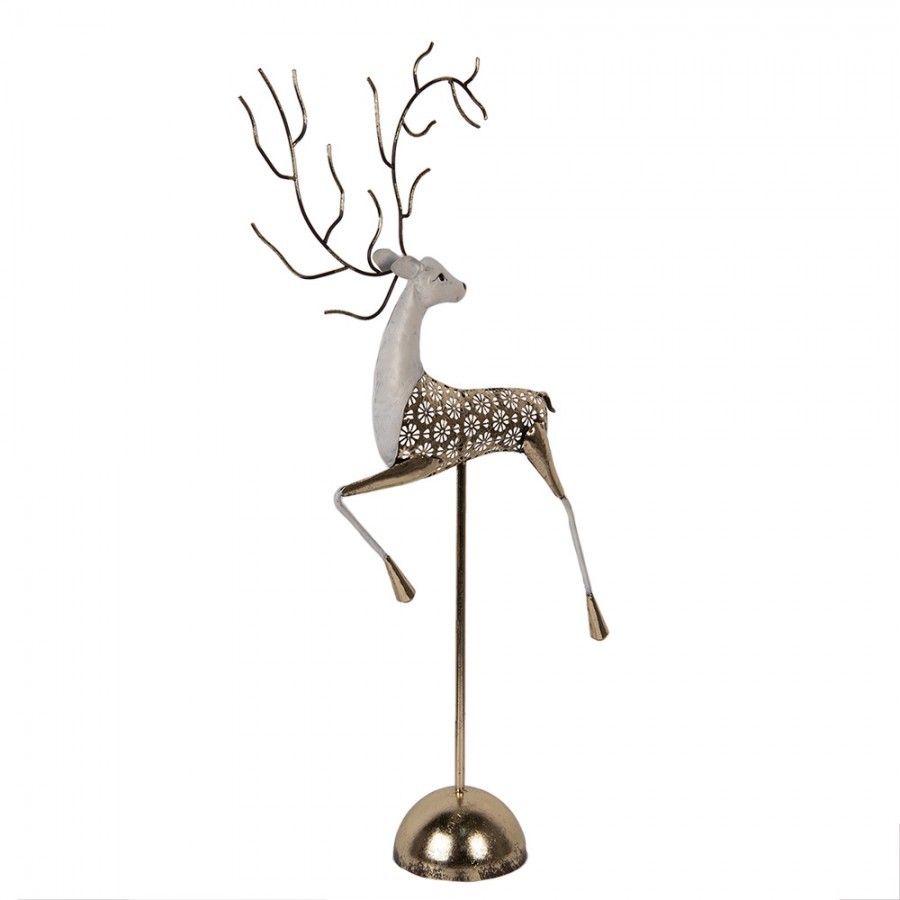 Dekorace socha Jelen ve skoku na podstavci Deer - 36*12*72 cm