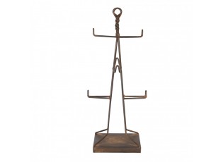 Hnědý antik kovový stojan na 6 hrnků Audrey - 16*16*38 cm