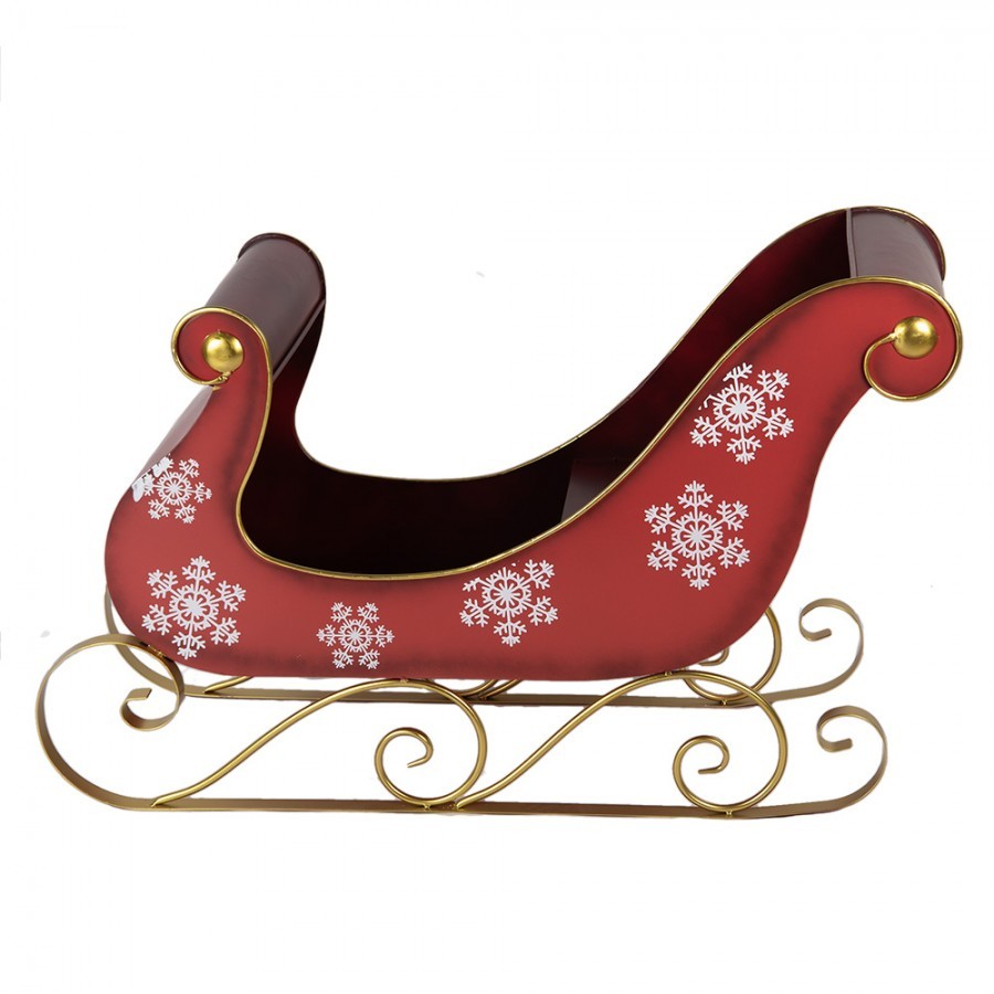 Veliké červené kovové sáně Christmas Sleigh - 112*40*68 cm