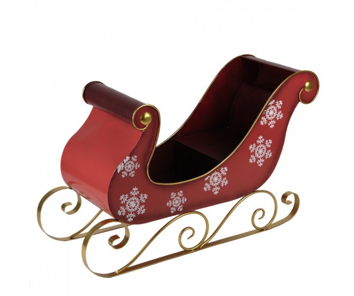Veliké červené kovové sáně Christmas Sleigh - 112*40*68 cm Clayre & Eef