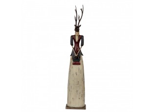 Béžovo-hnědá antik kovová dekorace jelen Deer - 17*10*86 cm