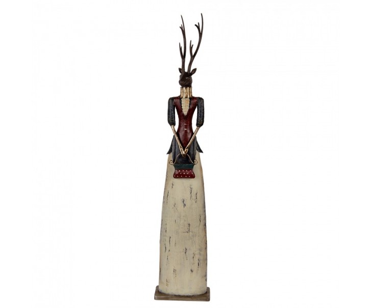 Béžovo-hnědá antik kovová dekorace jelen Deer - 17*10*86 cm Clayre & Eef
