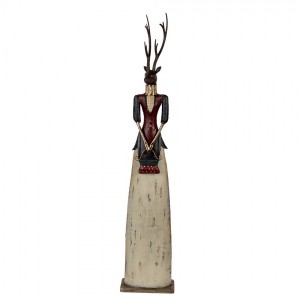 Béžovo-hnědá antik kovová dekorace jelen Deer - 17*10*86 cm