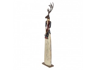 Béžovo-hnědá antik kovová dekorace jelen Deer - 17*10*86 cm