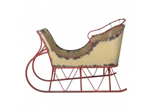 Veliké béžovo-červené kovové sáně Christmas Sleigh - 156*73*104 cm