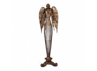 Mosazná antik kovová dekorace anděl Angel - 17*15*54 cm