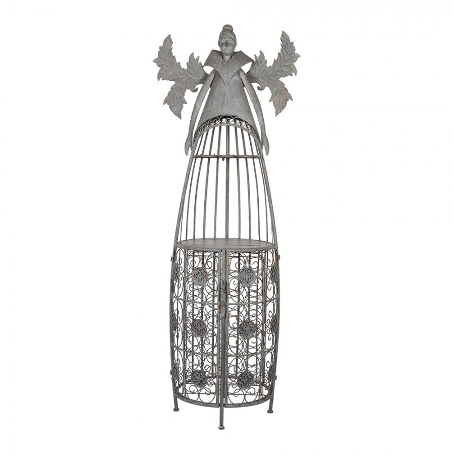 Šedá antik kovová police na víno ve tvaru anděla Wine Rack Angel - 79*62*207 cm