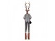 Šedo-hnědá antik kovová dekorace jelen na lyžích Deer - 19*15*65 cm Clayre & Eef