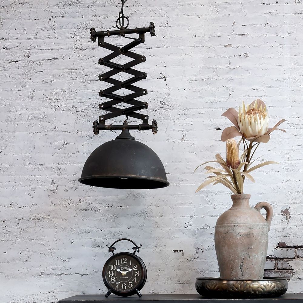Industriální černé antik kovové závěsné světlo Fact ceiling - Ø32*55-72 cm / E27