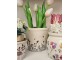 Béžový keramický obal na květináč s lučními květy Flora And Fauna S - Ø 12*11cm Clayre & Eef