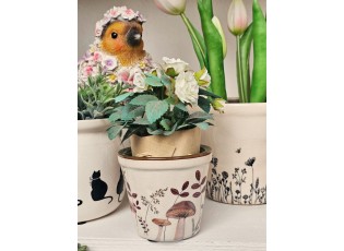 Béžový obal na květináč s houbičkami Little Forest Jewels XS - Ø 8*7 cm