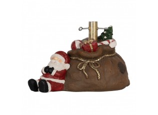 Hnědý stojan na stromek ve tvaru pytle a se Santou Christmas - 46*31*30 cm