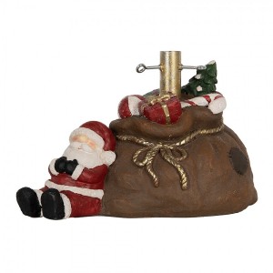 Hnědý stojan na stromek ve tvaru pytle a se Santou Christmas - 46*31*30 cm