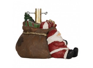 Hnědý stojan na stromek ve tvaru pytle a se Santou Christmas - 46*31*30 cm