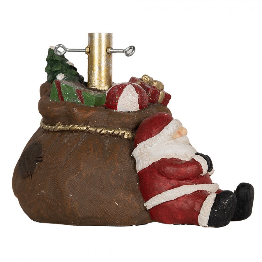Hnědý stojan na stromek ve tvaru pytle a se Santou Christmas - 46*31*30 cm