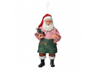 Závěsná vánoční dekorace Santa Claus držící mašinku - 9*6*17 cm