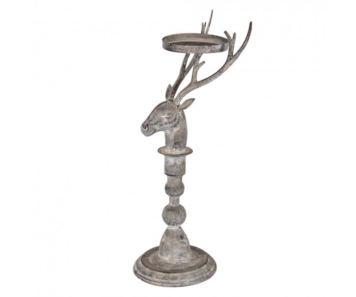 Zinkový antik kovový svícen jelen Deer - 17*14*42 cm Clayre & Eef