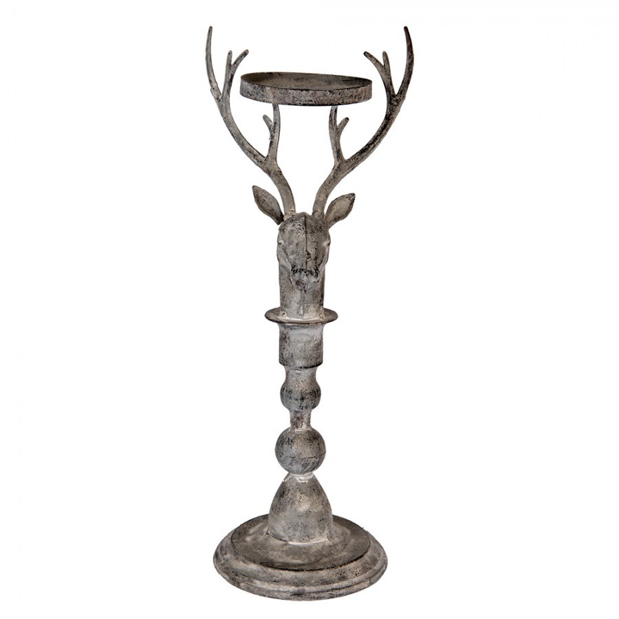 Zinkový antik kovový svícen jelen Deer - 17*14*42 cm
